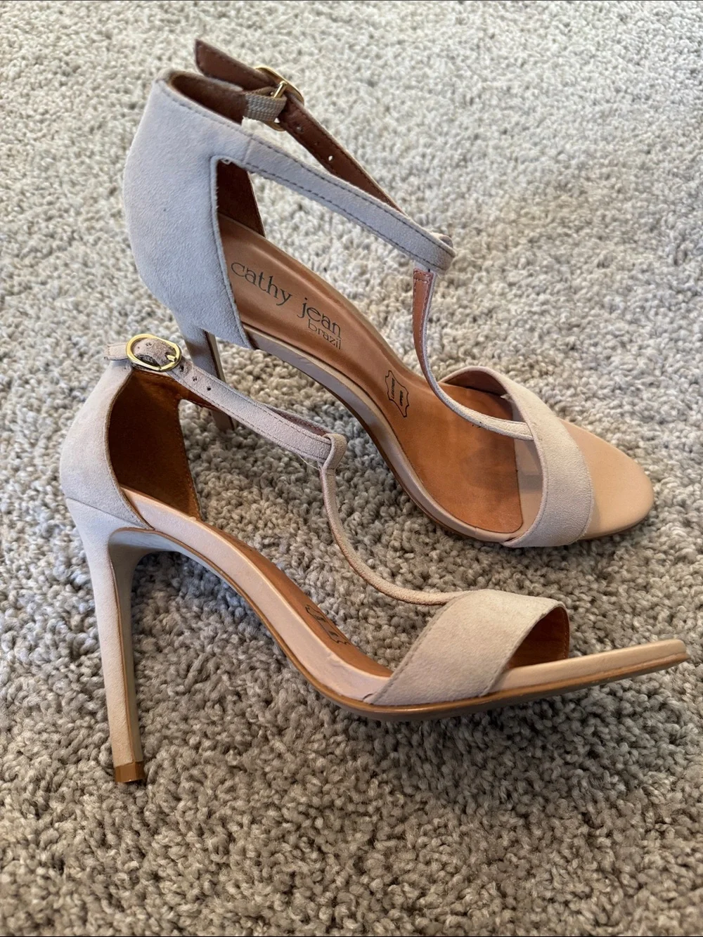 Cathy Jean Nude T-Strap Stiletto Sandals - Picture 14 of 16